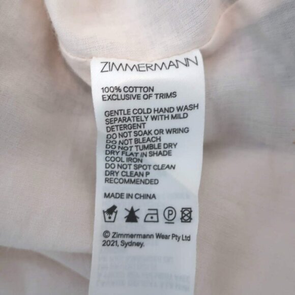 Zimmermann Cassia Tie-Strap Maxi Dress Light Pink Floral Print Cotton Size 1 - Picture 10 of 10